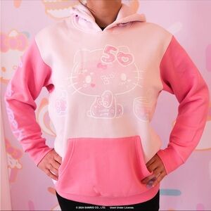 Hello Kitty Cafe Pink and White 50th Anniversary Sweatshirt